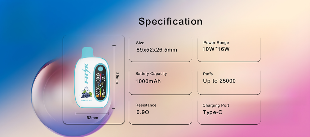 DE016 25000 Puffs Disposable Vape with LED display screen and adjustable airflow rechargeable ATVS Vape