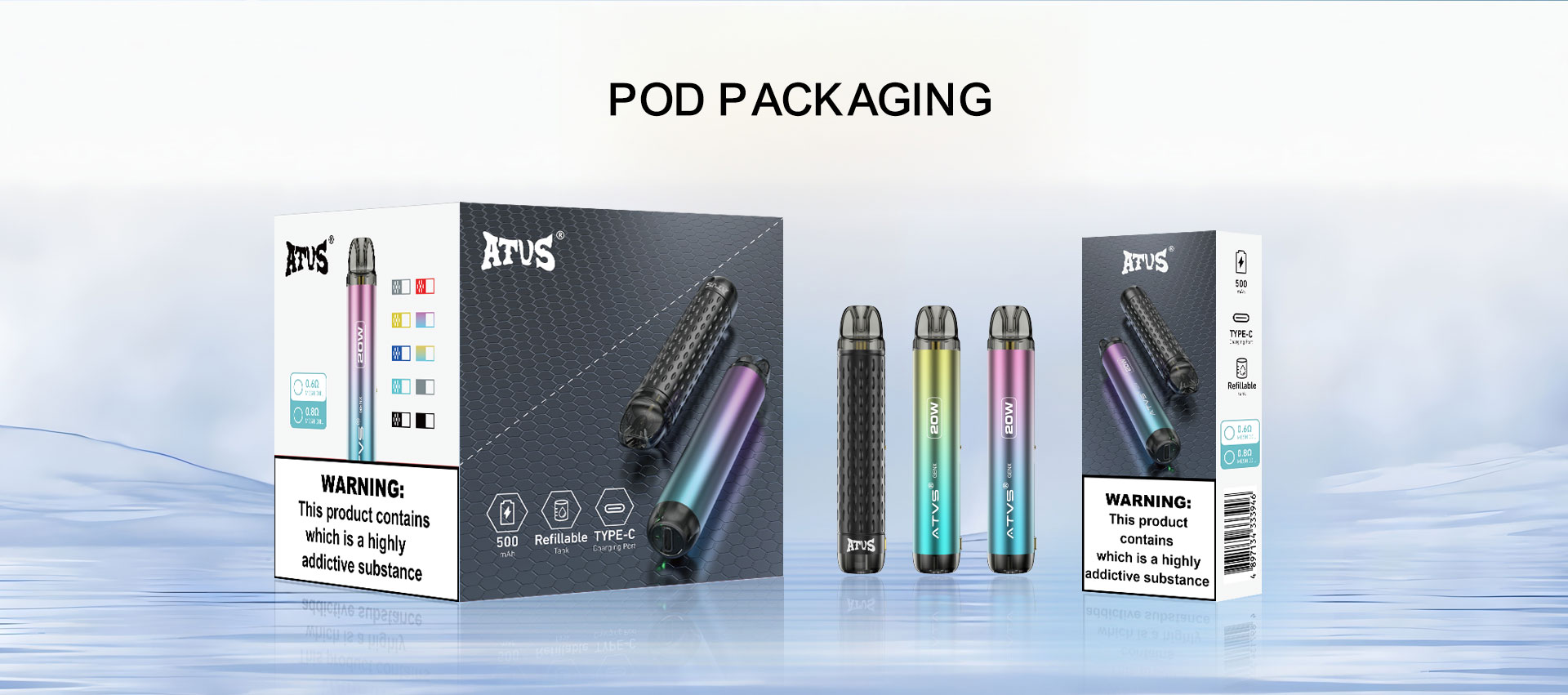 DE020 Refillable Pod Kit System Device with Adjustable Airflow MTL RDL ATVS Vape