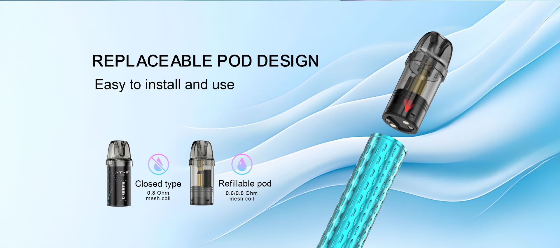 DE020 Refillable Pod Kit System Device with Adjustable Airflow MTL RDL ATVS Vape
