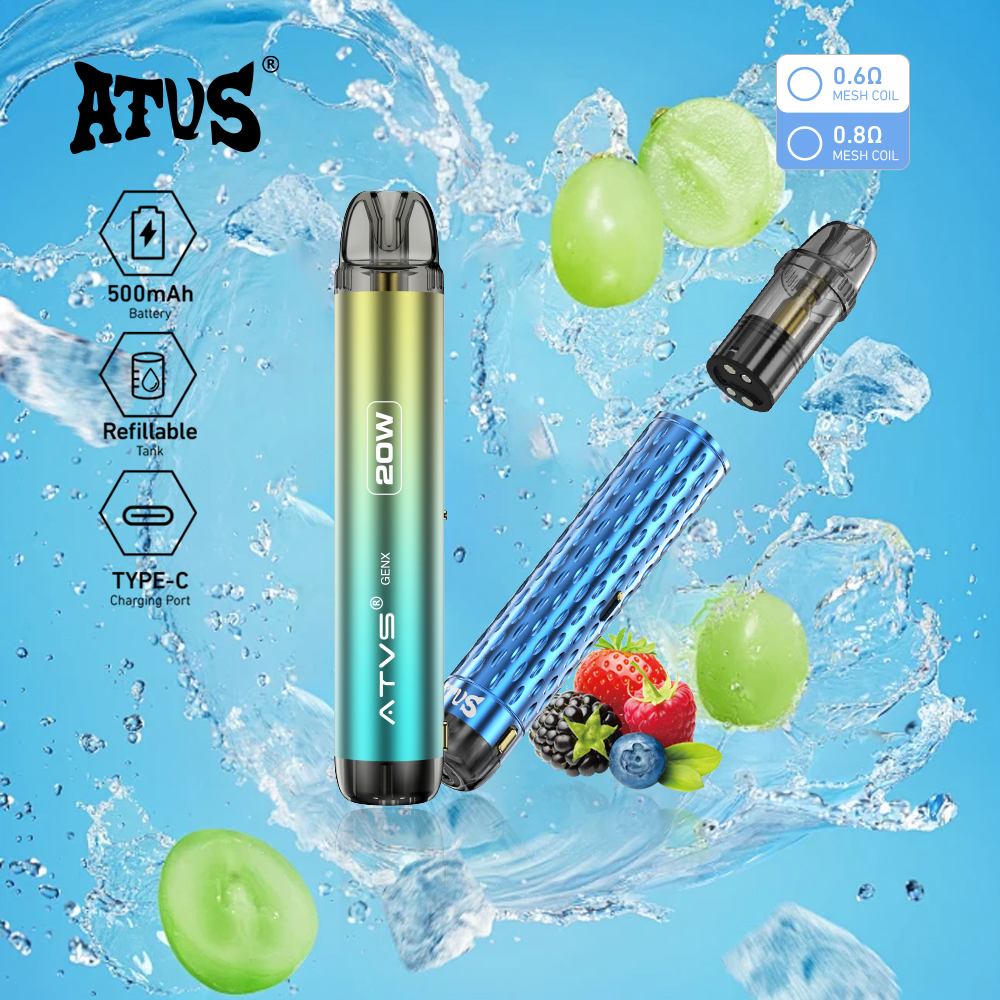 Refillable Pod Kit System Device EU Stock ATVS 2ml Live Resin Rosin Distillate Thick Oil 2g Variable Voltage vape pods system