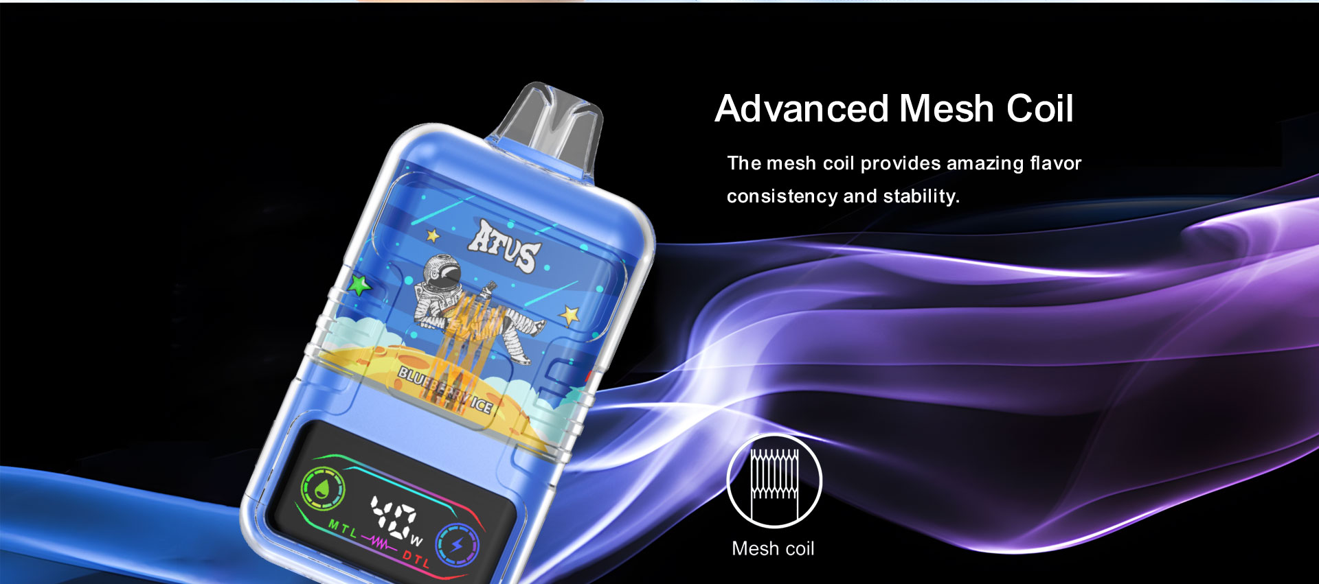 30000 Puffs Disposable Vape with LED display screen ATVS  30ml Vape Device Type C Rechargeable Disposable Kit vape israel