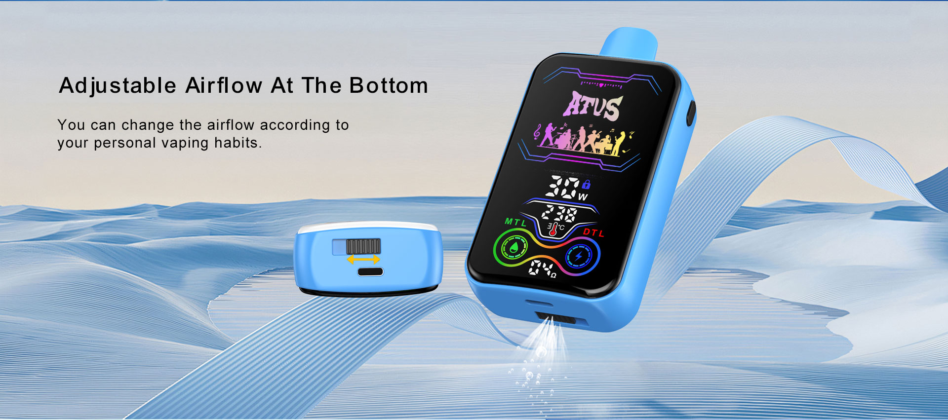 25000 Puffs Disposable Vape with Full screen rechargeable ATVS ATUS  0% 2%  Nic Adjustable airflow Disposable Vape vape wholesale australia vape pen price