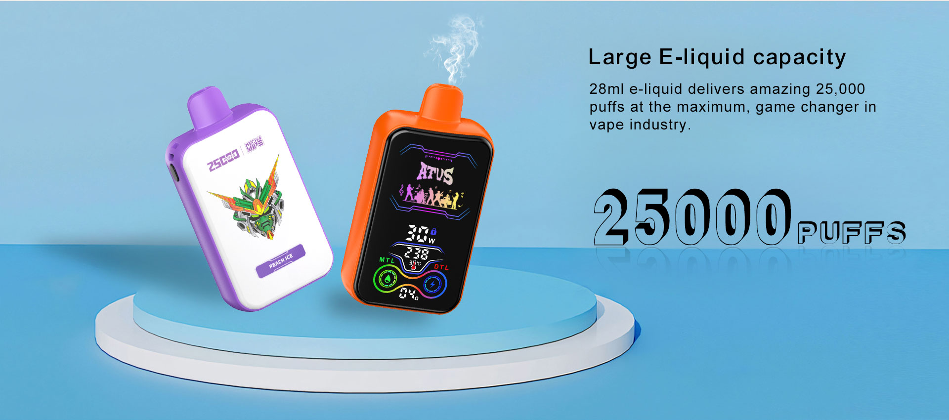 25000 Puffs Disposable Vape with Full screen rechargeable ATVS ATUS  0% 2%  Nic Adjustable airflow Disposable Vape vape wholesale australia vape pen price