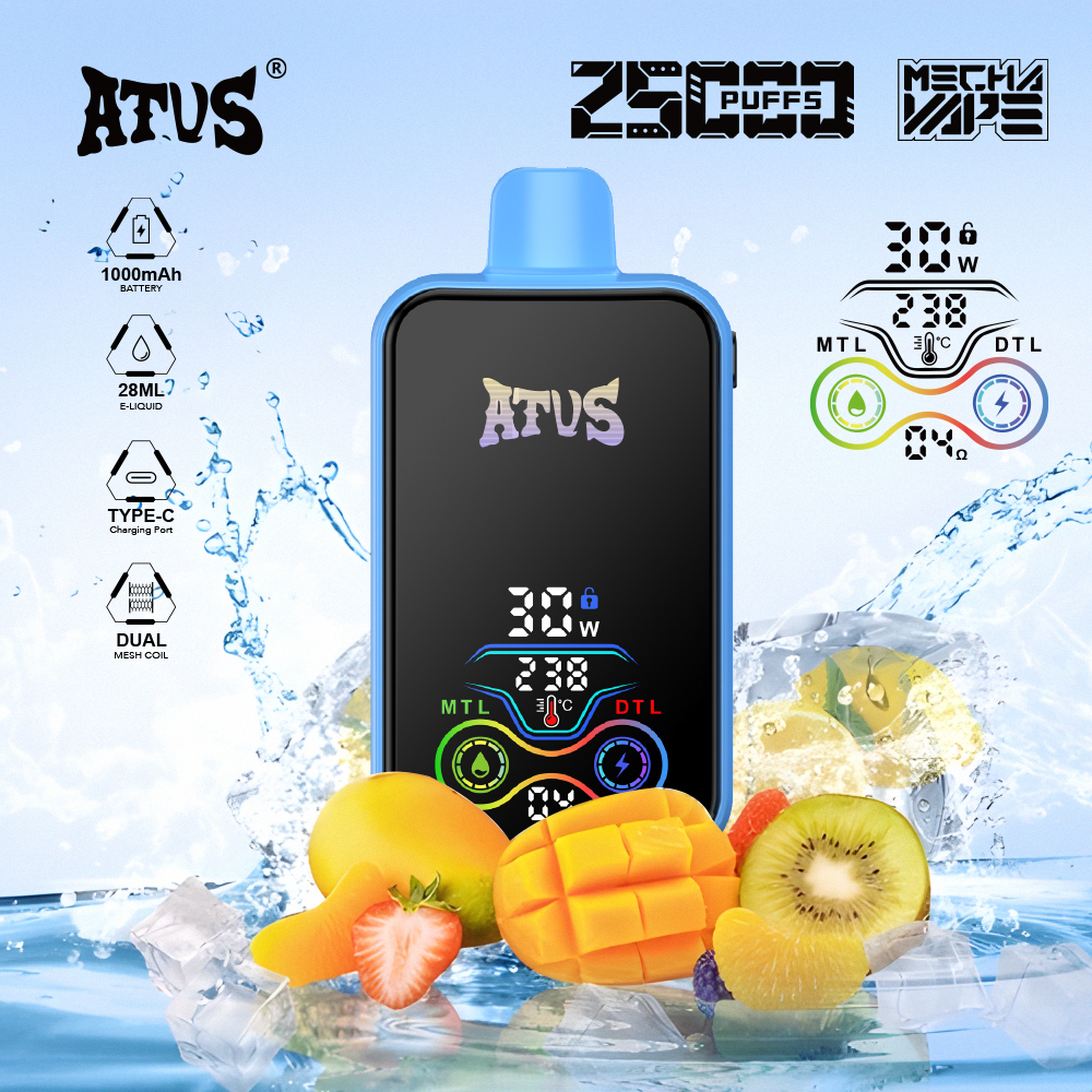 25000 Puffs Disposable Vape with Full screen rechargeable ATVS ATUS  0% 2%  Nic Adjustable airflow Disposable Vape vape wholesale australia vape pen price