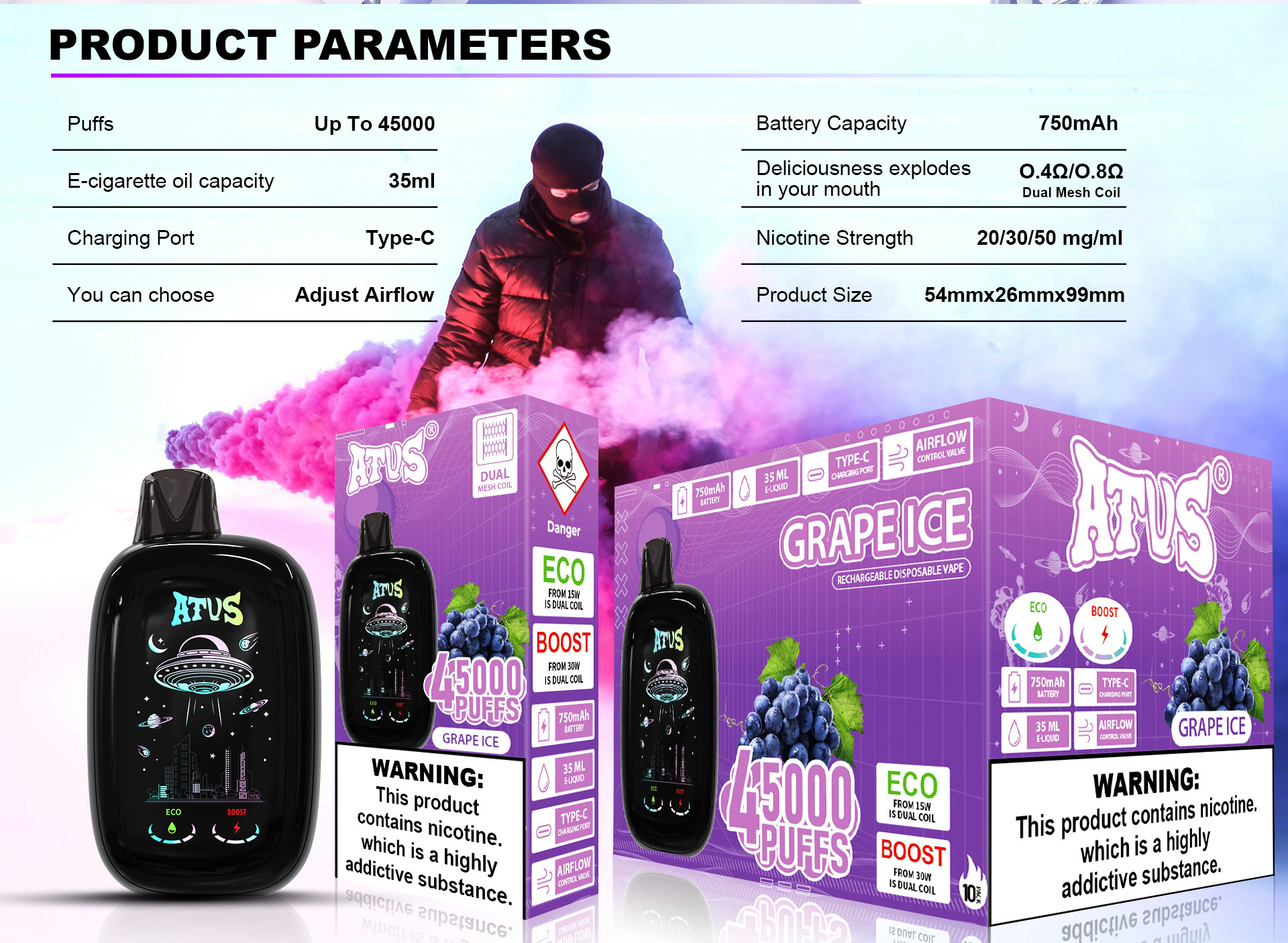 45000 Puffs Disposable Vape with Full screen 2% 3% 5% Nicotine Innovative E Cigarette Design Serbia custom vaporizer pen 45000 puffs vaper