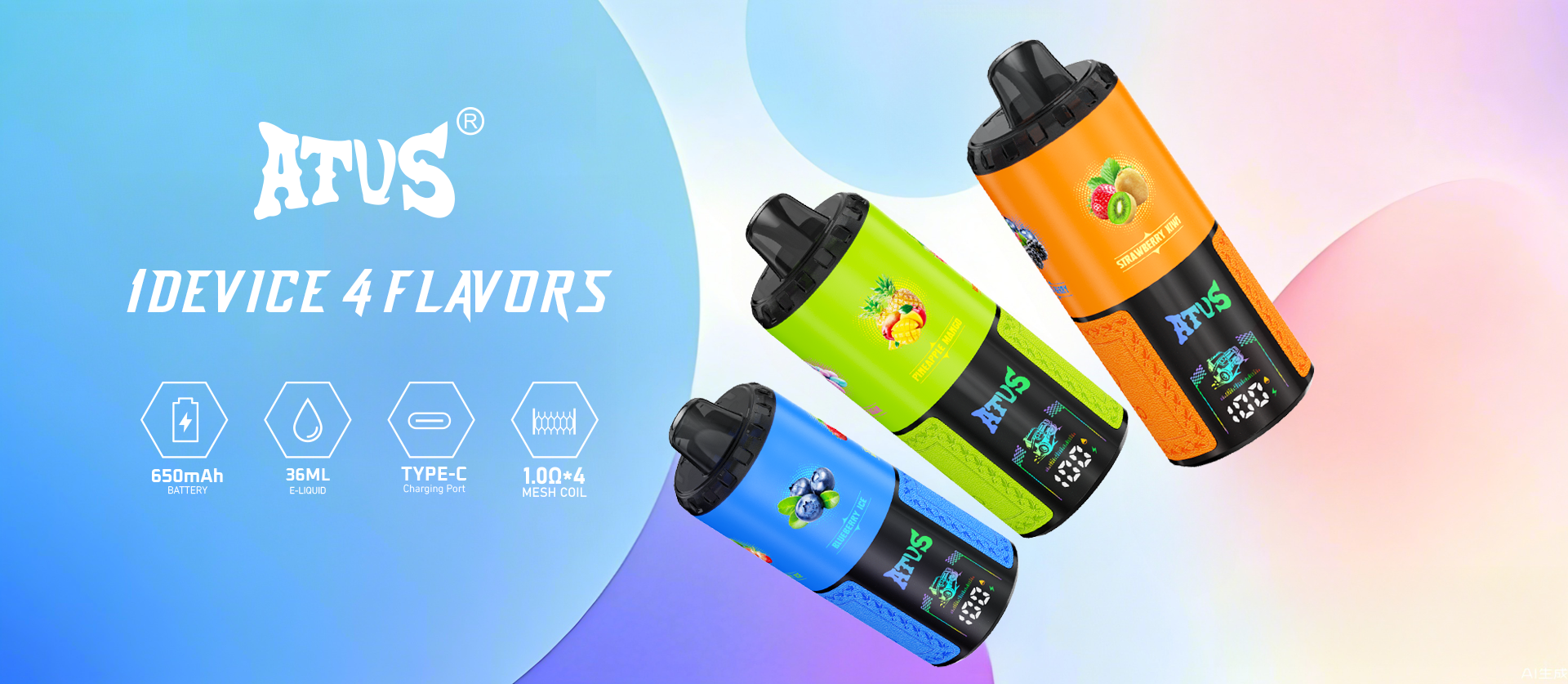 DE030 60000 Puffs Disposable Vape with Smart screen display and Quick charge adjustable flavor ATVS Vape