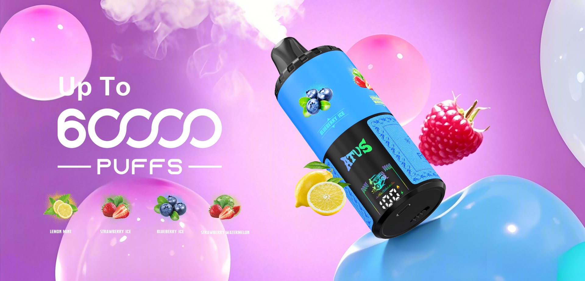 DE030 60000 Puffs Disposable Vape with Smart screen display and Quick charge adjustable flavor ATVS Vape