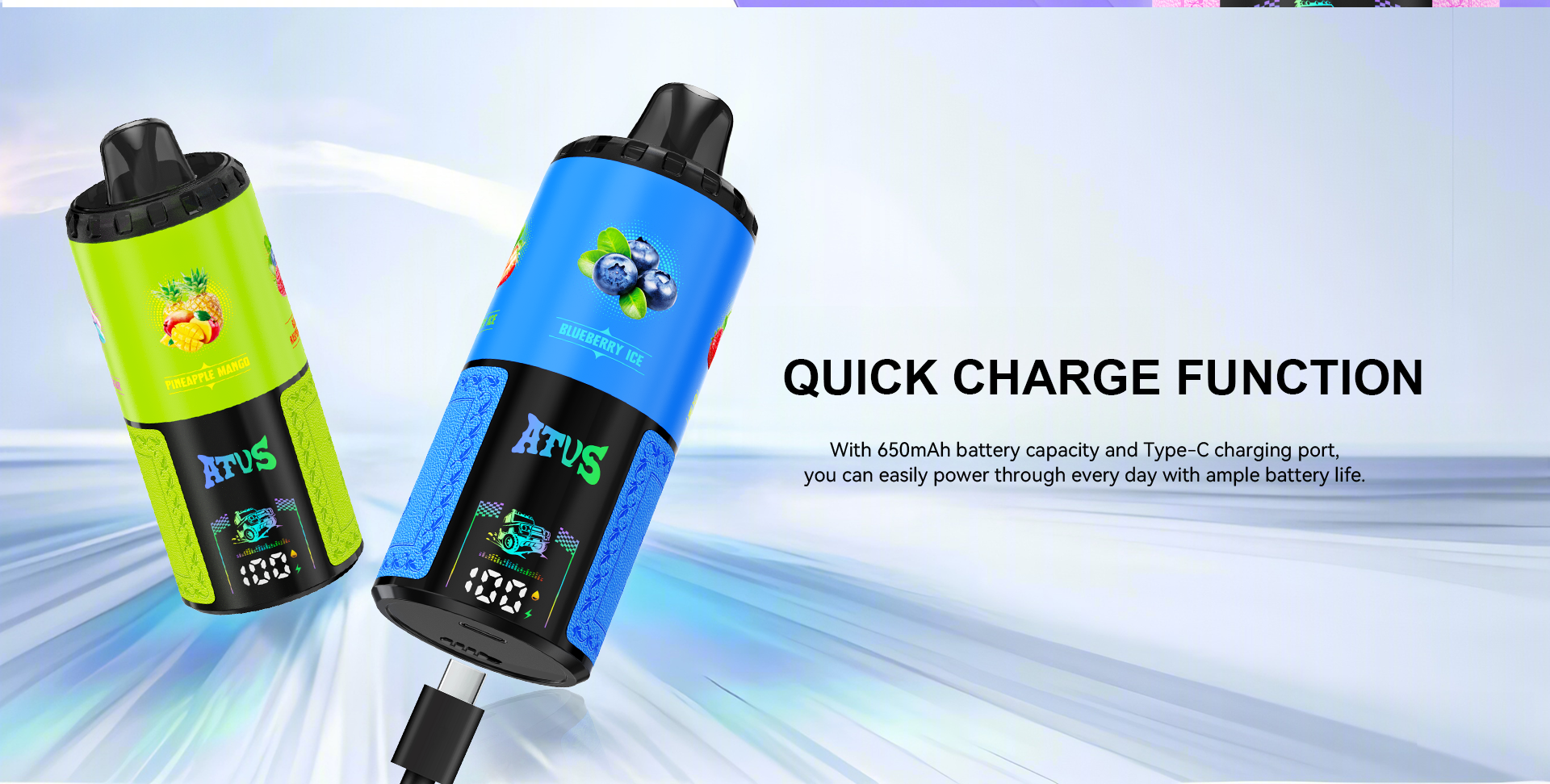 DE030 60000 Puffs Disposable Vape with Smart screen display and Quick charge adjustable flavor ATVS Vape